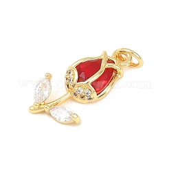 Brass Micro Pave Clear Cubic Zirconia Pendants&nbsp;KK-F931-13G