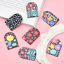 24Pcs 6 Style Embossed Printed Acrylic Pendants&nbsp;SACR-CJ0001-13