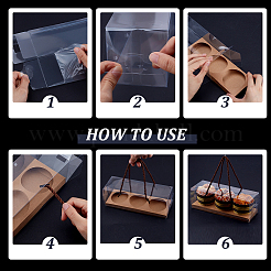 Folding Rectangle PET Plastic Portable Cupcake Gift Storage Box&nbsp;CON-WH0085-137B