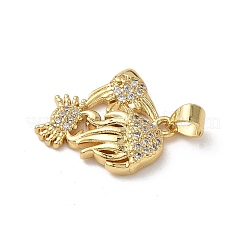 Brass Micro Pave Cubic Zirconia Pendants&nbsp;KK-D502-28B-G