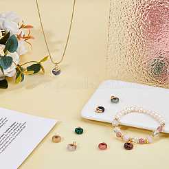 8Pcs 8 Styles Natural & Synthetic Mixed Gemstones Flat Round/Donut Charms&nbsp;G-FH0002-13