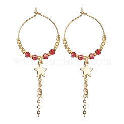 Star Glass Hoop Earrings&nbsp;EJEW-MZ00673