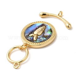 Brass Toggle Clasps with Paua Shell&nbsp;KK-N254-71G