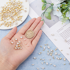 200Pcs 4 Styles Brass Clear Cubic Zirconia Connector Charms&nbsp;RB-FH0001-09LG