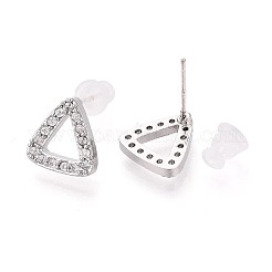 Alloy & Clear Cubic Zirconia Triangle Stud Earrings&nbsp;PALLOY-N187-02P