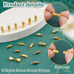 120Pcs 6 Styles Brass Screw Clasps&nbsp;KK-PH0010-75