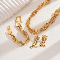Simple Iron Twist Chain Bracelets & Earrings & Necklaces Set for Women&nbsp;KP2116