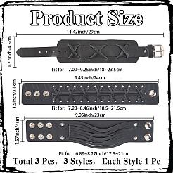 3Pcs 3 Styles Imitation Leather Cord Bracelets for Men&nbsp;BJEW-CL0001-54A