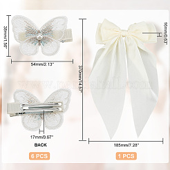 1Pc Big Bowknot Polyester Hair Barrettes & 6Pcs Butterfly Iron Alligator Hair Clips&nbsp;OHAR-GA0001-04
