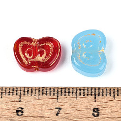 Baking Paint and Golden Metal Enlaced Glass Beads&nbsp;DGLA-T004-26M