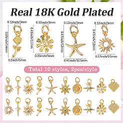 20Pcs 10 Styles Brass Charms&nbsp;KK-SC0007-70