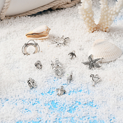100Pcs 10 Style Ocean Theme Tibetan Style Alloy Pendants&nbsp;TIBEP-CJ0001-70