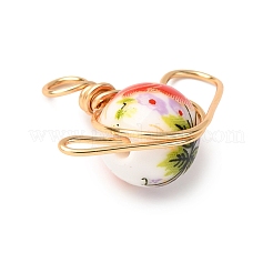 Handmade Flower Printed Porcelain Ceramic Pendants&nbsp;PALLOY-JF04480