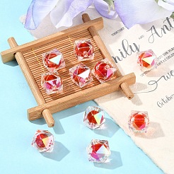 10Pcs Two Tone UV Plating Rainbow Iridescent Acrylic Beads&nbsp;TACR-YW0002-33E