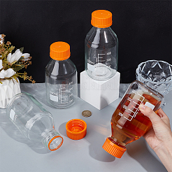 Reusable Glass Media Bottle with Dark Orange Plastic Screw Top Caps&nbsp;CON-WH0112-031A