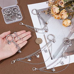 6Pcs Butterfly 304 Stainless Steel Boot Strap Chains&nbsp;HJEW-UN00117