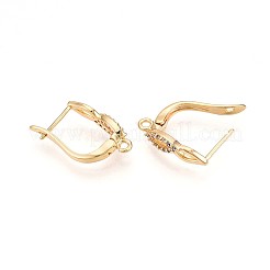 Brass Micro Pave Cubic Zirconia Hoop Earring Finding&nbsp;KK-N261-36G