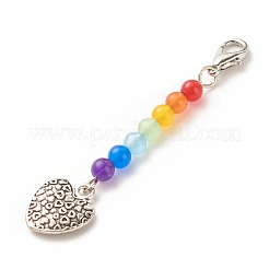 Chakra Theme Natural & Dyed Malaysia Jade Beaded Pendant Decorations&nbsp;HJEW-JM00641-02