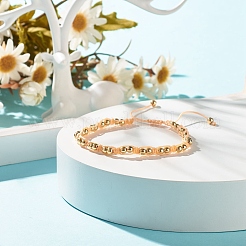 Round Brass Braided Bead Bracelet&nbsp;BJEW-JB07855