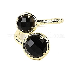 Round Natural Obsidian Open Cuff Rings&nbsp;RJEW-C087-02G-05