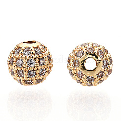 Rack Plating Brass Cubic Zirconia Beads&nbsp;ZIRC-S001-6mm-A02