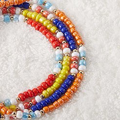 Candy Color Glass Seed Beads Stretch Anklets Set for Girl Women&nbsp;AJEW-SW00003