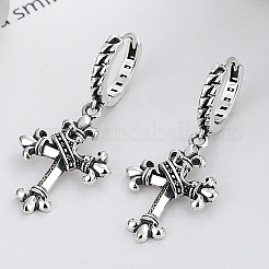 Vintage Punk Style S925 Silver Cross Earrings Fashion Ear Hoops&nbsp;MA2169