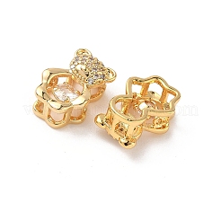 Brass Micro Pave Clear Cubic Zirconia Slide Charms&nbsp;KK-D504-17G