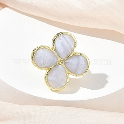 Natural Blue Lace Agate Faceted Adjustable Finger Rings for Women&nbsp;RJEW-A092-01G-09