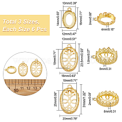 18Pcs 3 Style Open Back Bezel Brass Pendant Cabochon Settings&nbsp;KK-CA0003-12