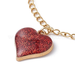 Rose & Heart & Strawberry Alloy Enamel Charm Bracelet with 304 Stainless Steel Chains for Valentine's Day&nbsp;BJEW-JB09545