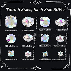 480Pcs 6 Styles Glass Sew on Rhinestone&nbsp;FIND-SP0005-04B