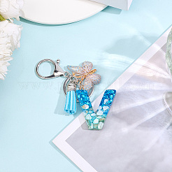 1Pc Resin Letter & Acrylic Butterfly Tassel Keychains&nbsp;KEYC-GF0001-19C