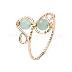 Round Natural Gemstone Finger Ring&nbsp;RJEW-TA00130