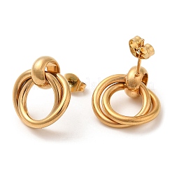 304 Stainless Steel Ring Knot Dangle Stud Earrings for Women&nbsp;STAS-D085-14G