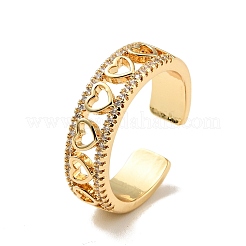 Clear Cubic Zirconia Heart Open Cuff Ring&nbsp;RJEW-G251-08G