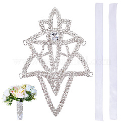 Brass & Polyester & Rhinestone Flower Bouquet Ribbon&nbsp;DIY-FG0010-31