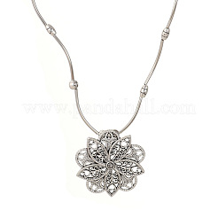 Tibetan Style Engraved Flower Alloy Pendant Necklaces for Women&nbsp;FS-WGE3882-01