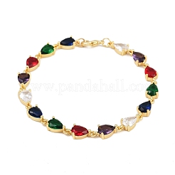 Brass Micro Pave Cubic Zirconia Link Bracelets&nbsp;BJEW-Z138-01G
