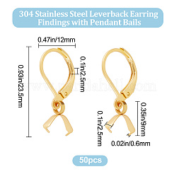 50Pcs 304 Stainless Steel Leverback Earring Findings with Pendant Bails&nbsp;STAS-BBC0001-52G