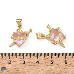 Brass Micro Pave Cubic Zirconia Pendants&nbsp;KK-F930-27B-G