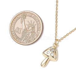 Autumn Mushroom Brass Micro Pave Clear Cubic Zirconia Pendant 304 Stainless Steel Cable Chain Necklaces for Women&nbsp;NJEW-JN05410