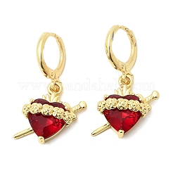 Heart Brass Glass Hoop Earrings&nbsp;EJEW-P333-09C-G