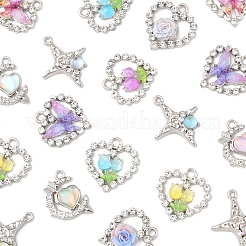 20Pcs 8 Styles Platinum Alloy Glass Pendants&nbsp;FIND-FS0003-78