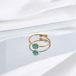 1Pc Stainless Steel with Synthesis Gemstone Adjustable Cuff Rings&nbsp;RJEW-LP0010-10B