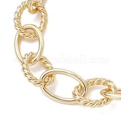 Brass Textured Oval Link Chain Bracelets for Women&nbsp;BJEW-JB12577