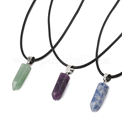 DIY Natural & Synthetic Gemstone Bullet Pendant & Waxed Cord Pendant Necklace Making Kit&nbsp;DIY-FS0008-45