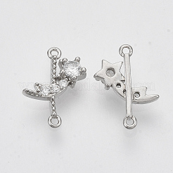 Brass Micro Pave Cubic Zirconia Links connectors&nbsp;KK-T050-44P-NF