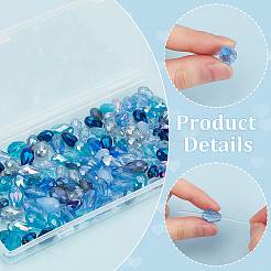 4Bags 2 Styles Transparent Glass Beads  Segmented Multi-color Beads&nbsp;GLAA-PH0003-25B