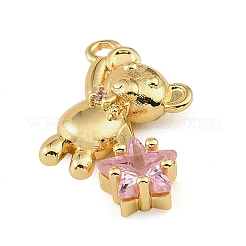 Brass Micro Pave Pink Cubic Zirconia Pendants&nbsp;CU-CBAF17A-12G